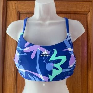 Adidas Vibrant Blue Floral Logo padded bikini top